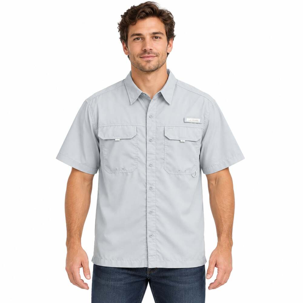Habit Shirt Mens Large Gray Harbor Mist Short Sleeve Fishing Outdoor Pockets UPF